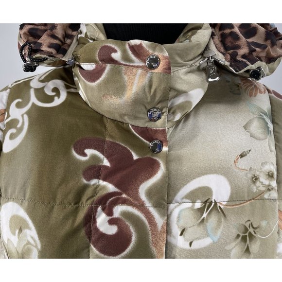 BOGNER Womens Down Cheetah Asian‎ Floral Hooded Ski Jacket Size 10 - Picture 5 of 10